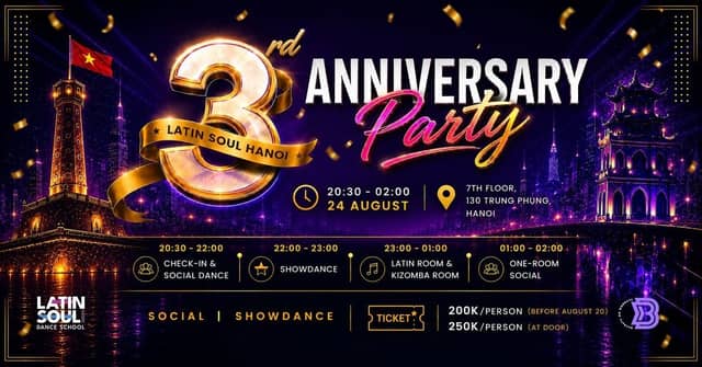 Вечеринка «Latin Soul Hanoi & Bachata On Mondays — 3rd Anniversary»