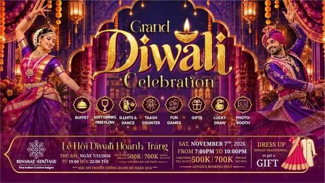 Lễ hội «Diwali 2026 – Festival of Lights» tại Benaras Heritage