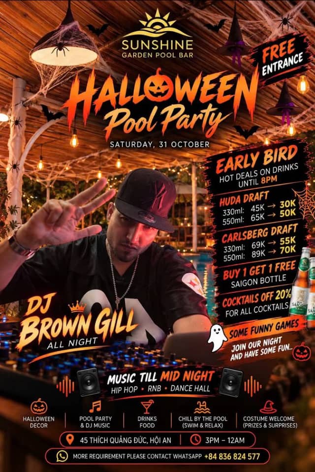 Tiệc Halloween «Halloween Pool Party» tại Sunshine Garden Pool Bar